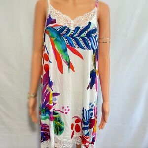 Soma Multicolor Floral Chemise with Lace Trim